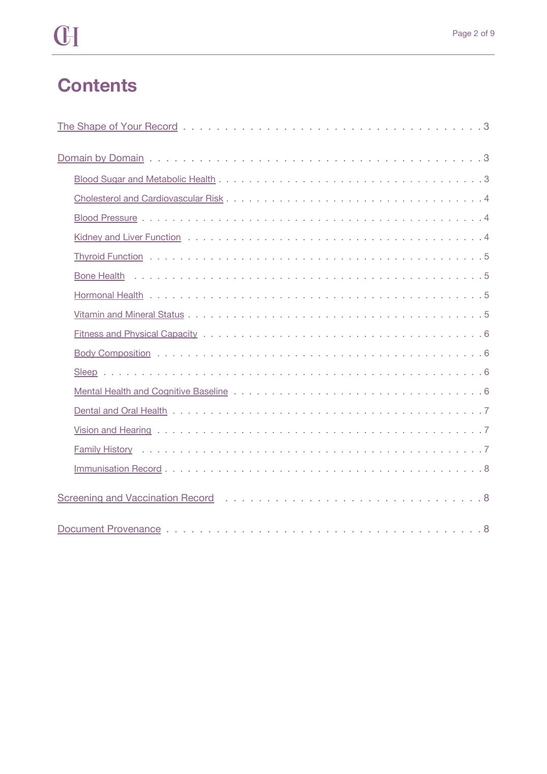 Page 2 of the Bigger Picture document from the published Chronicle Pack: Contents