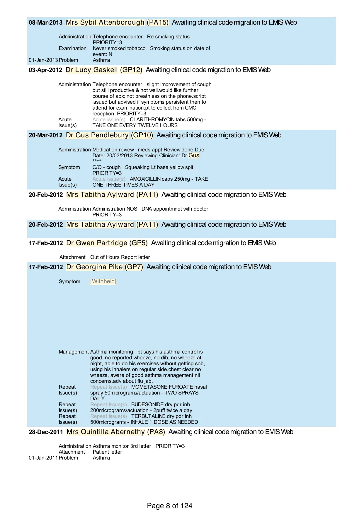 Page 8 of the record: Six consultations, 2011 to 2013