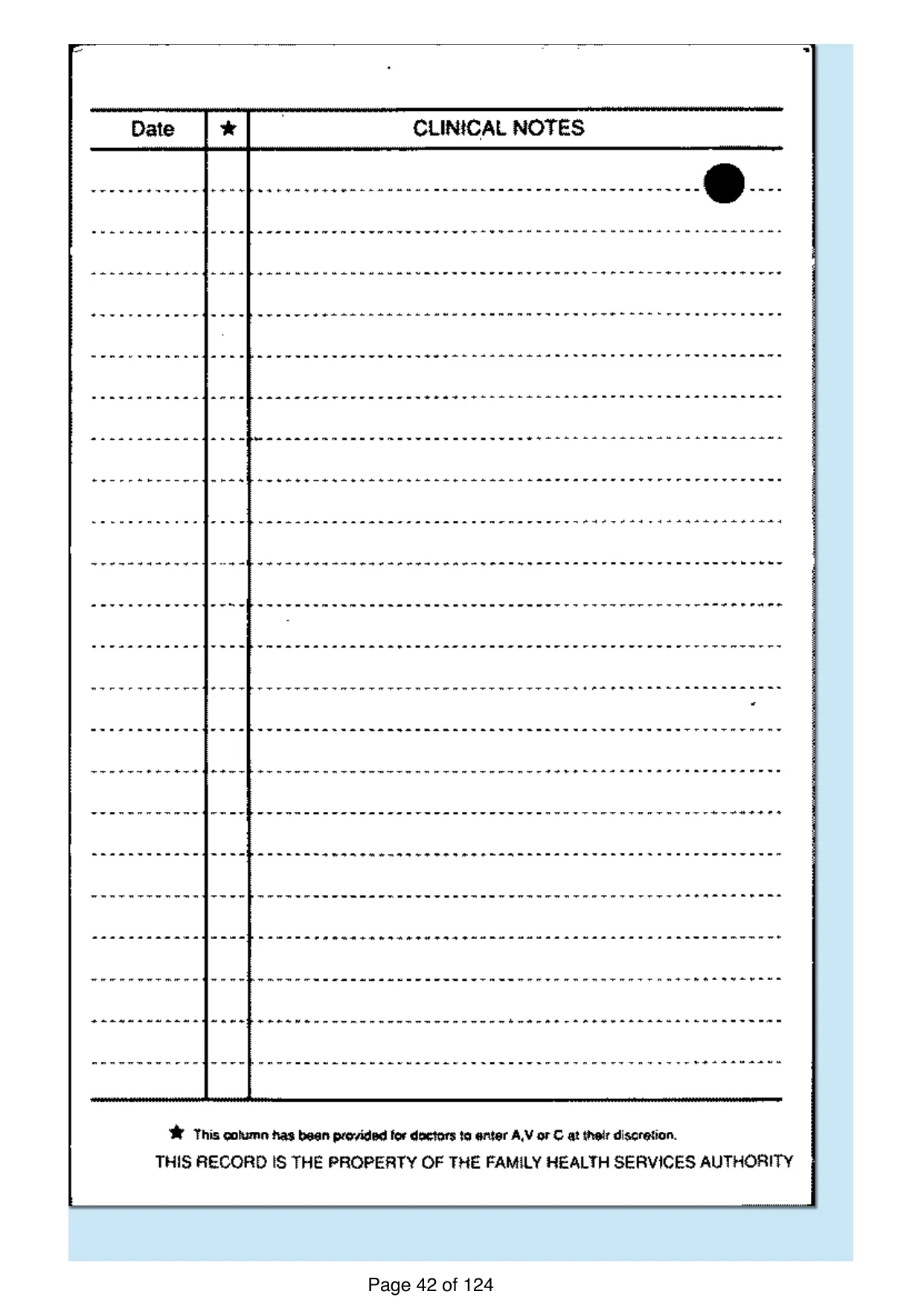 Page 42 of the record: The reverse of the card, blank