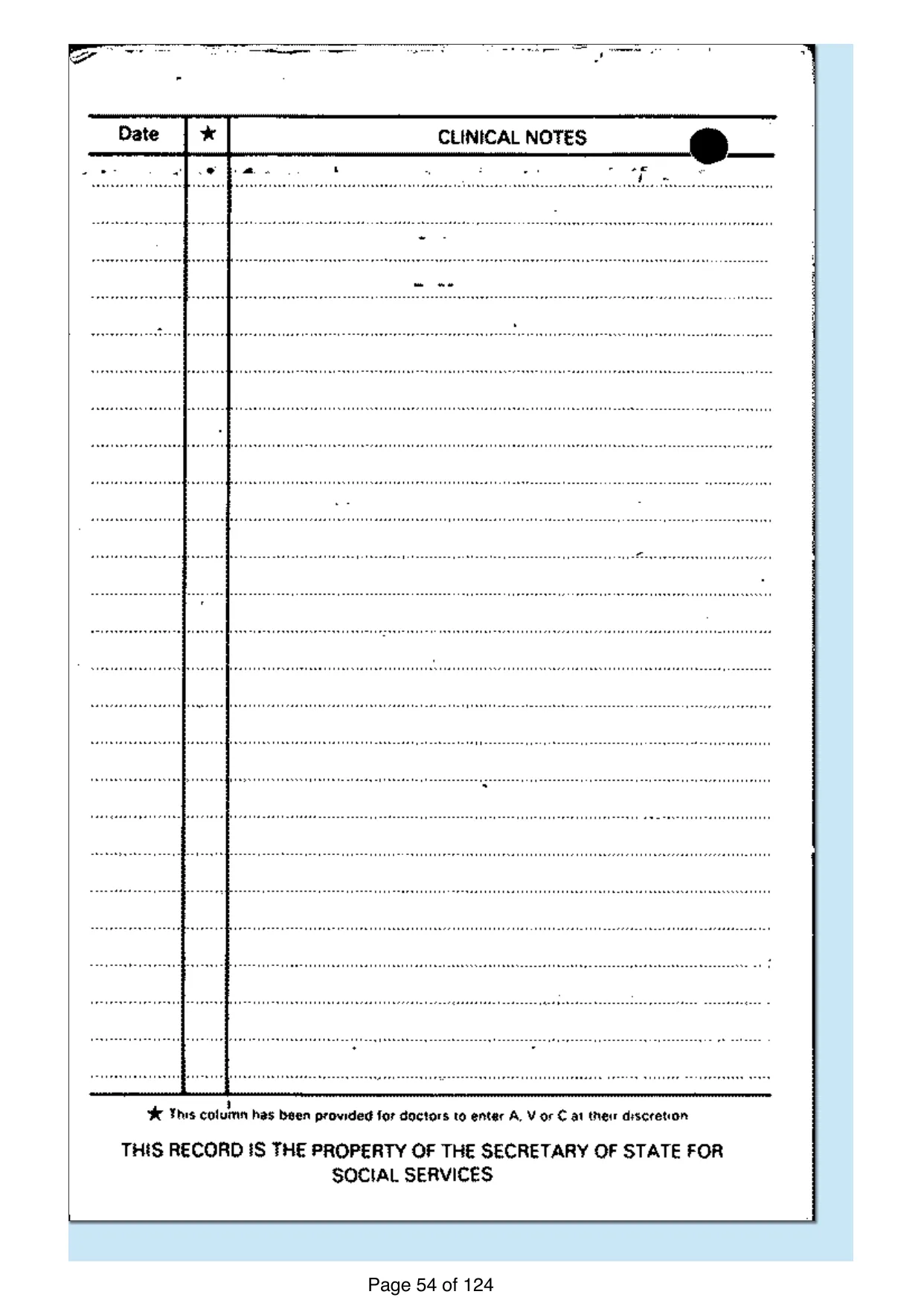 Page 54 of the record: The reverse of the card, blank