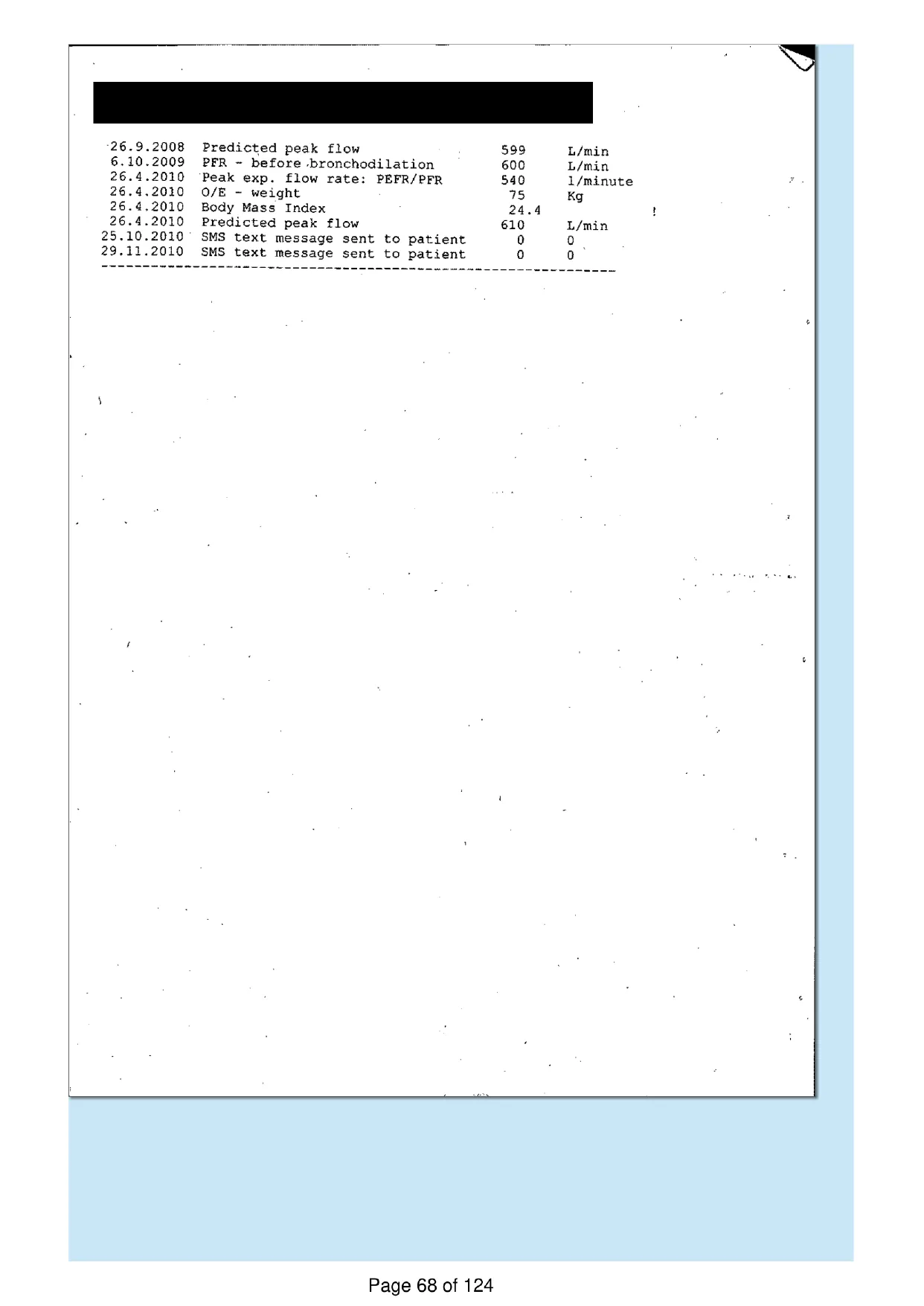 Page 68 of the record: The end of that printout